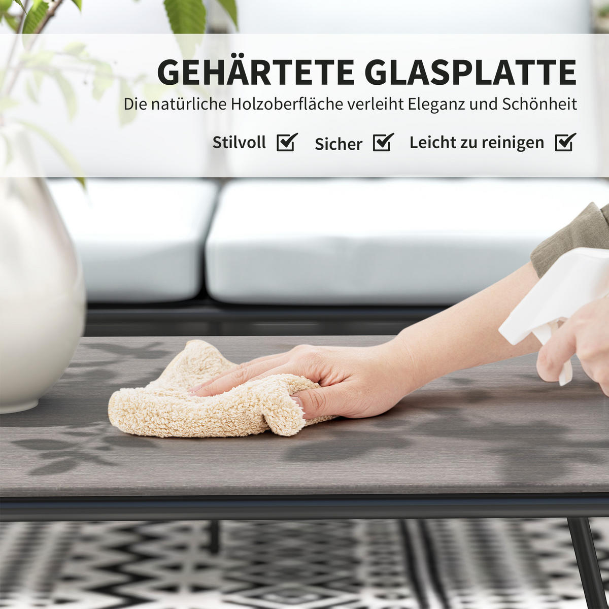 GARTENMÖBEL LOUNGE-SET DE-06742 4-teilig mit Sofa, Sessel & Tisch - Dunkelgrau, Kunststoff/Metall - ComfortXL