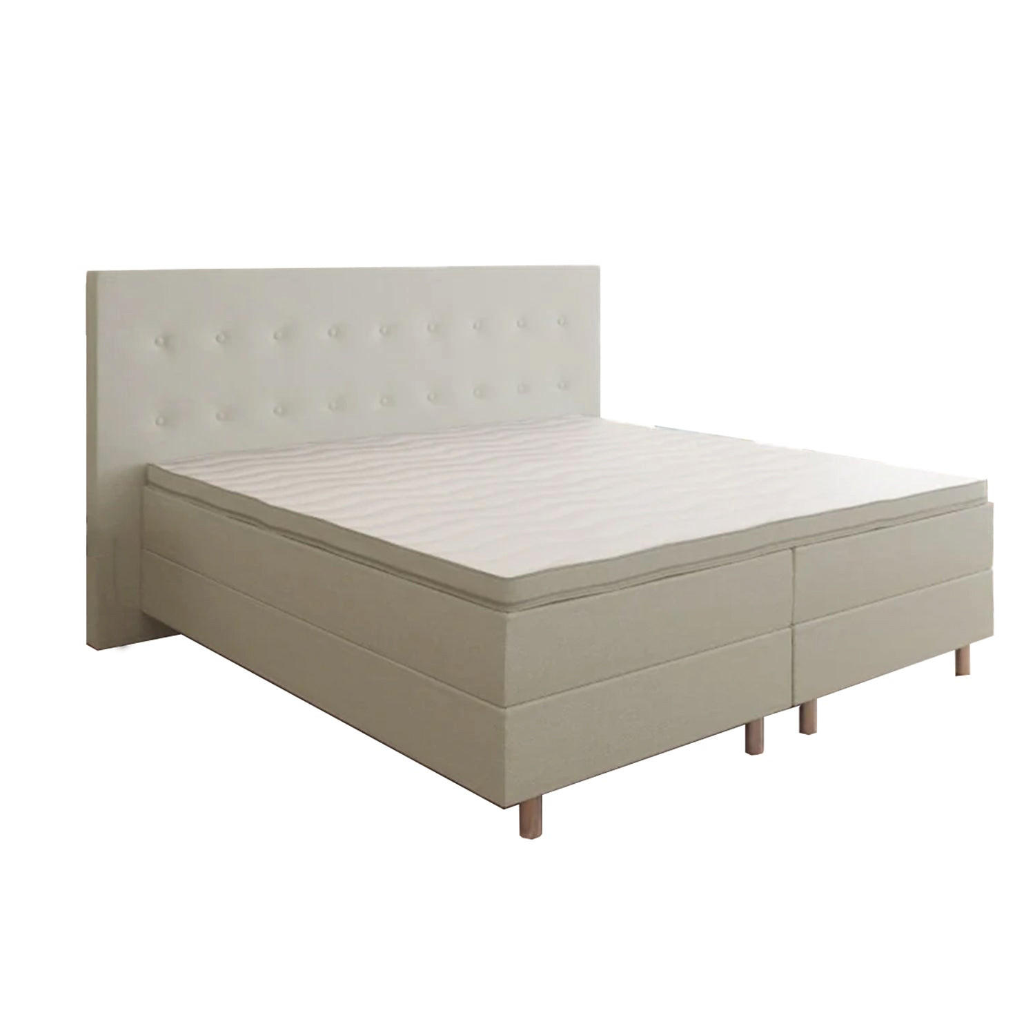 BOXBETT RIO Barcelona 5-Zonen mit Visco Topper H3 First Class Bett in verschiedenen Farben und Größen - Sandfarben, Holz/Holzwerkstoff (140/200cm) - Best For Home