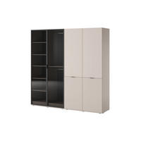 KLEIDERSCHRANK ZEN (Modular, Cashmere Matt, Cashmere & Getöntes Glas Antisol, 4-türig) - Kaschmir/Schwarz, Holz/Holzwerkstoff (202/200/51cm) - Ravio