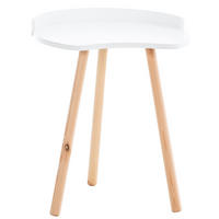BEISTELLTISCH rund Holz weiß - Eukalyptusholzfarben/Weiß, Holz (45/45/54cm) - CLP