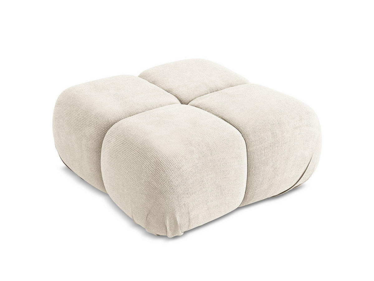 POUF Chenille Stoff Beige - Beige/Creme, Kunststoff/Textil (95/41/95cm) - Makamii
