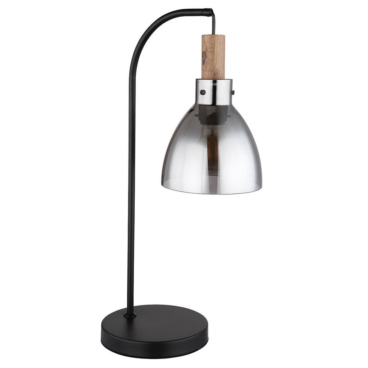 2X TISCHLEUCHTE Metall Schwarz Glas Rauchfarbe Holzoptik - Schwarz, Glas (25/18/55cm) - Globo Lighting