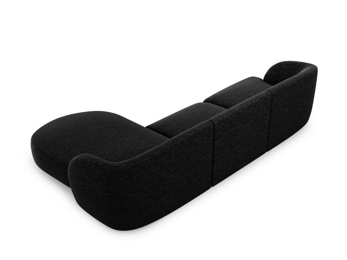 ECKSOFA rechts Miley aus Chenille-Stoff schwarz 4 Sitzplätze - Schwarz, Textil (156/255cm) - Micadoni
