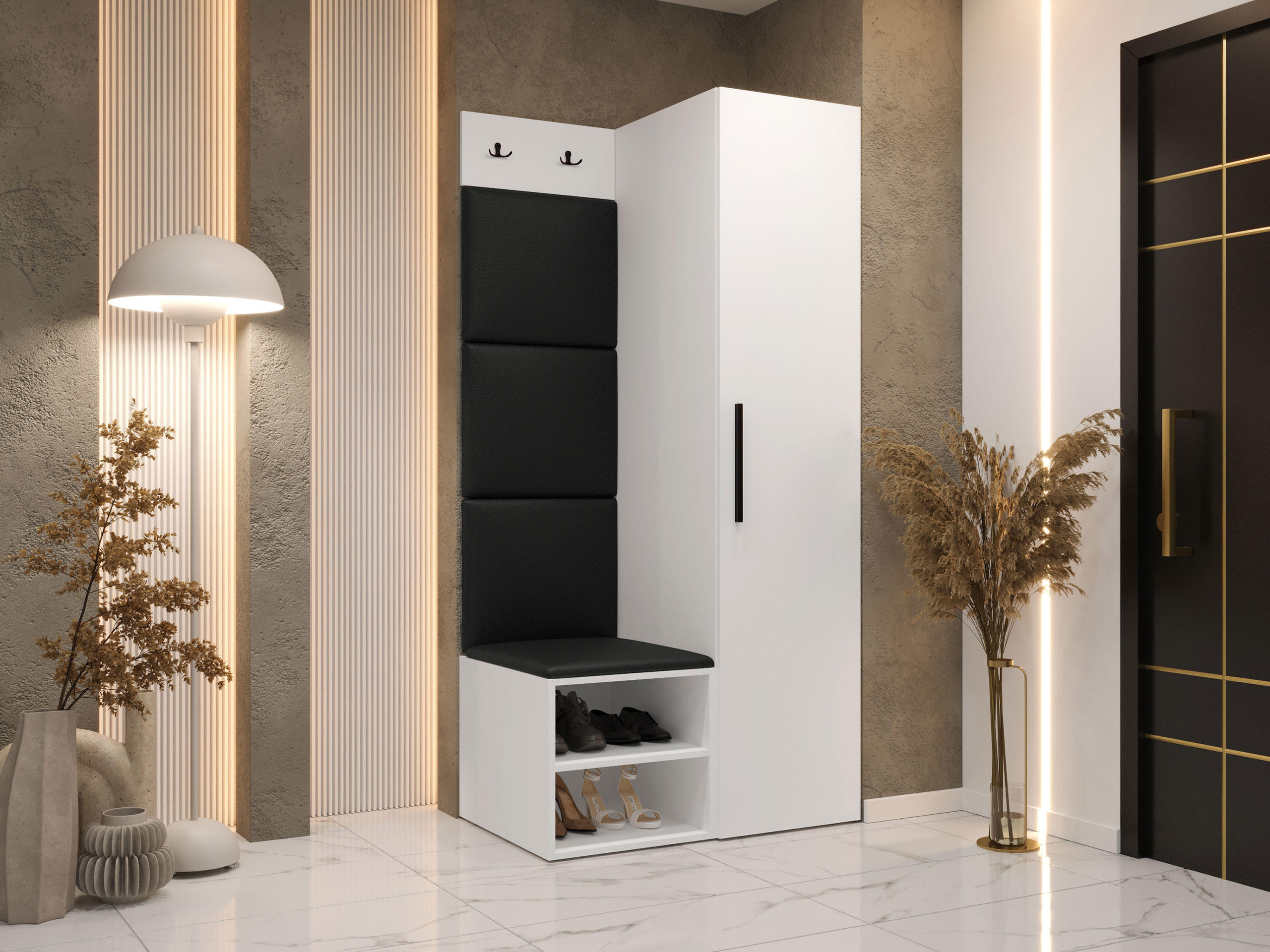 GARDEROBEN-SET Medi III - Schwarz/Weiß, Holzwerkstoff/Kunststoff (40/191/50cm) - MIRJAN24