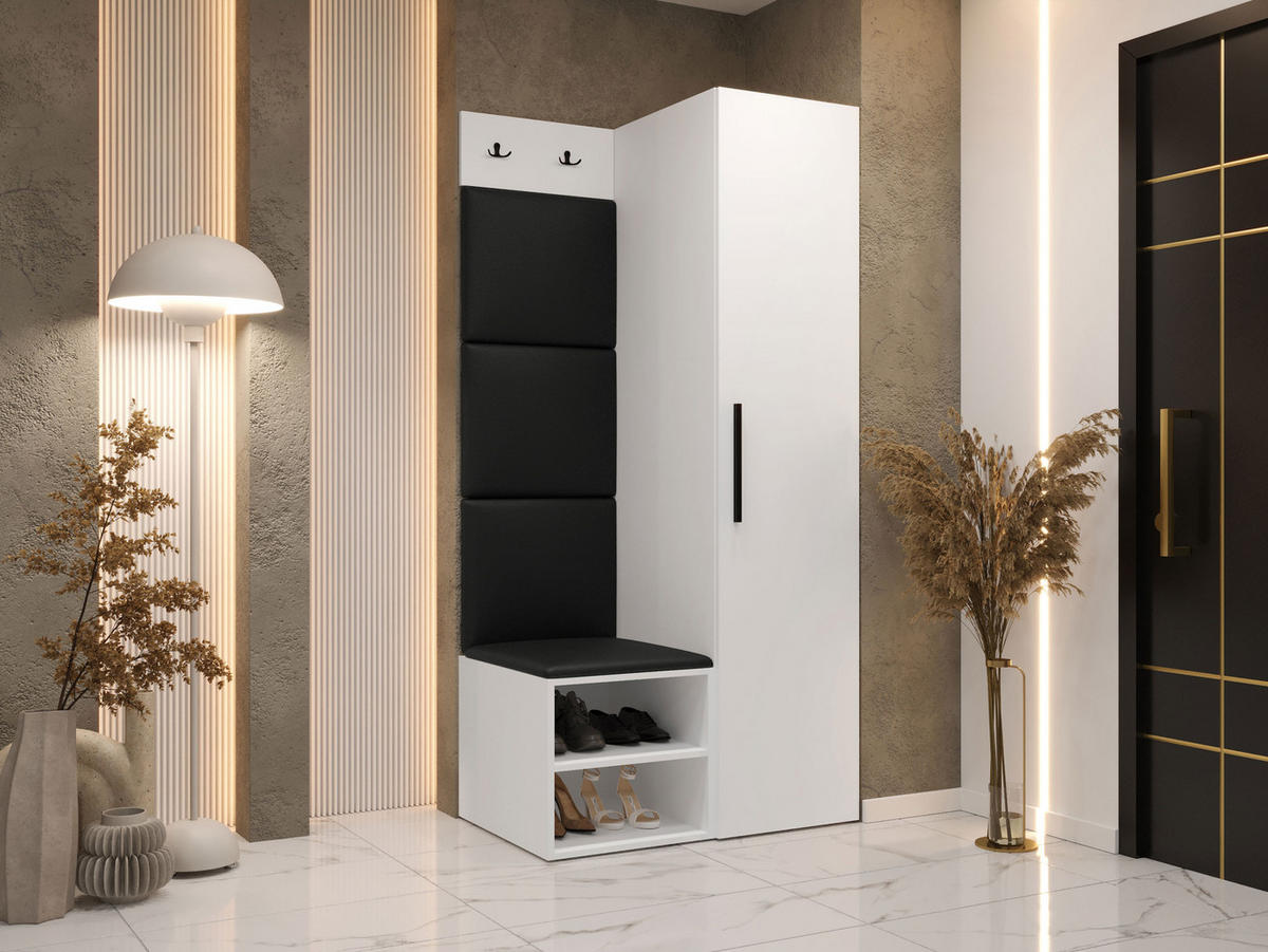 GARDEROBEN-SET Medi III - Schwarz/Weiß, Holzwerkstoff/Kunststoff (40/191/50cm) - MIRJAN24