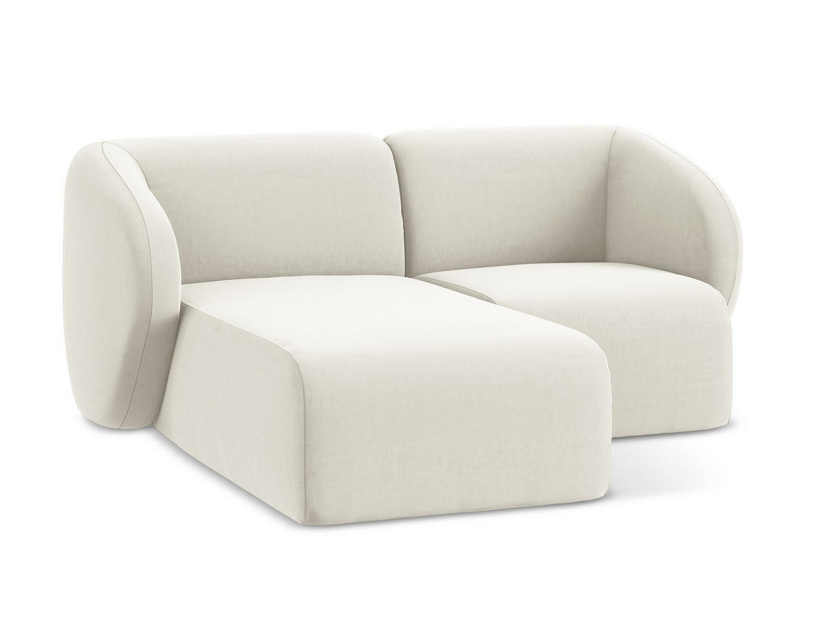 ECKSOFA Links Samt Stoff Beige - Creme/Schwarz, Holzwerkstoff/Kunststoff (178/166cm) - Makamii
