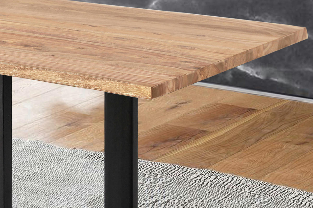 ESSTISCH MAREK - Beige/Schwarz, Holz/Metall (100/200/77cm) - SAM