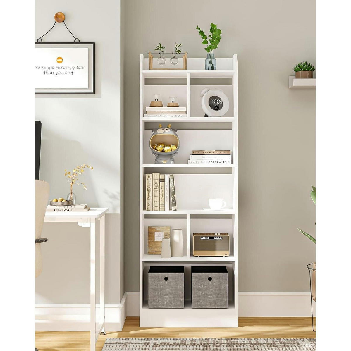 BÜCHERREGAL 6 Fächer Weiß 24 x 60 x 170 cm - Weiß, Holzwerkstoff (60/170/24cm)