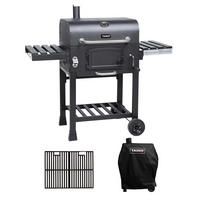 HOLZKOHLEGRILL und Smoker Set HERO XL - Schwarz, Metall (124/114/66cm) - TAINO