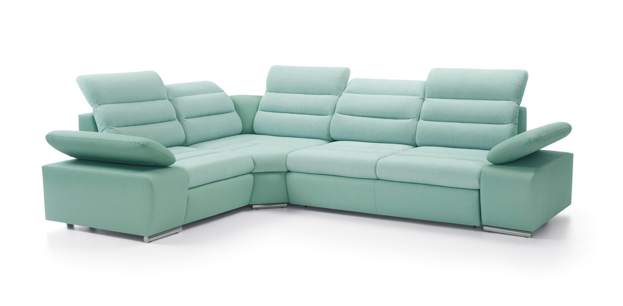 ECKSOFA KORFU Grün 296x225x100 cm - Grün, Textil (296/225cm) - FURNLUX