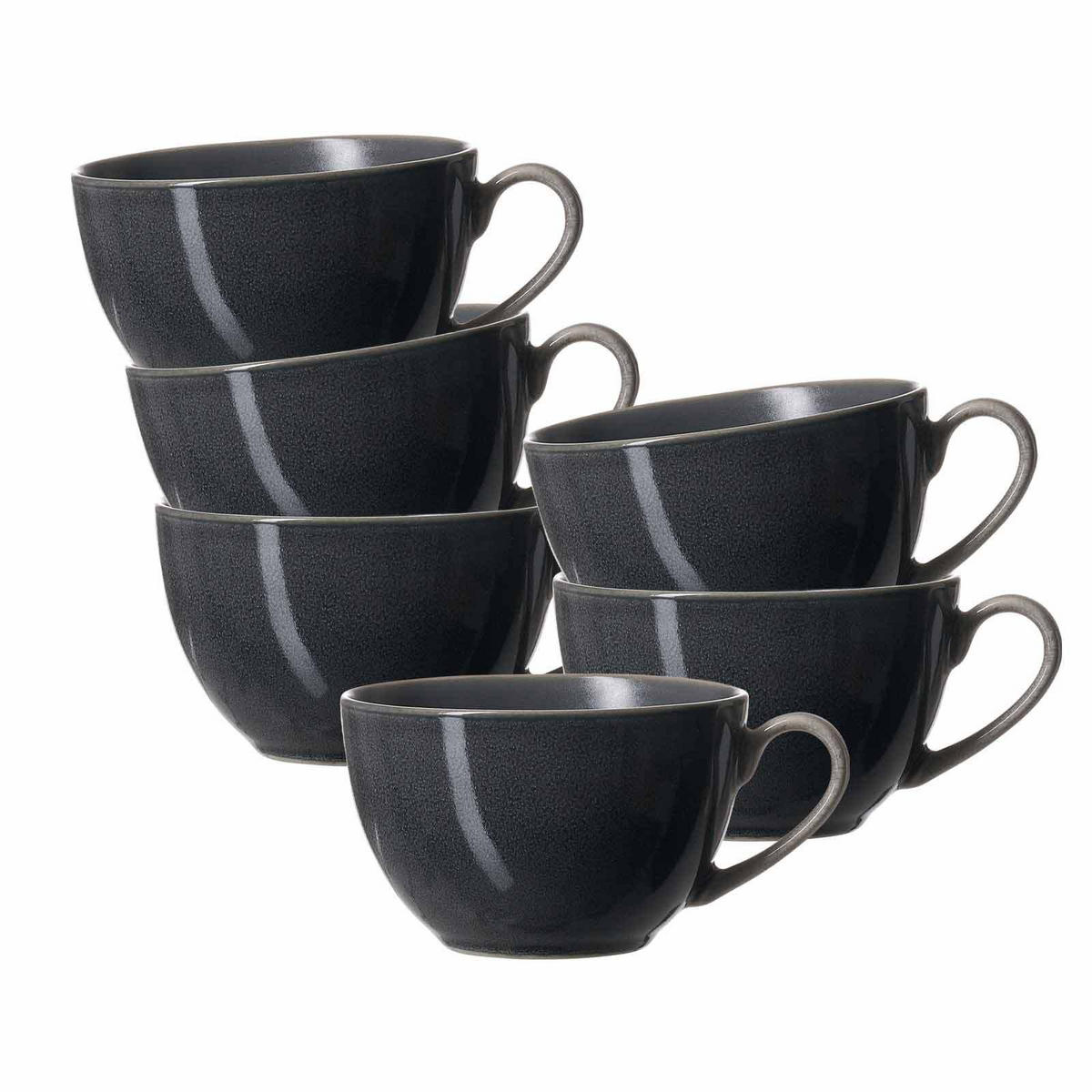 KAFFEETASSEN Toledo dunkelgrau 220 ml 6er Set - Dunkelgrau, Keramik (0.22L) - Ritzenhoff Breker