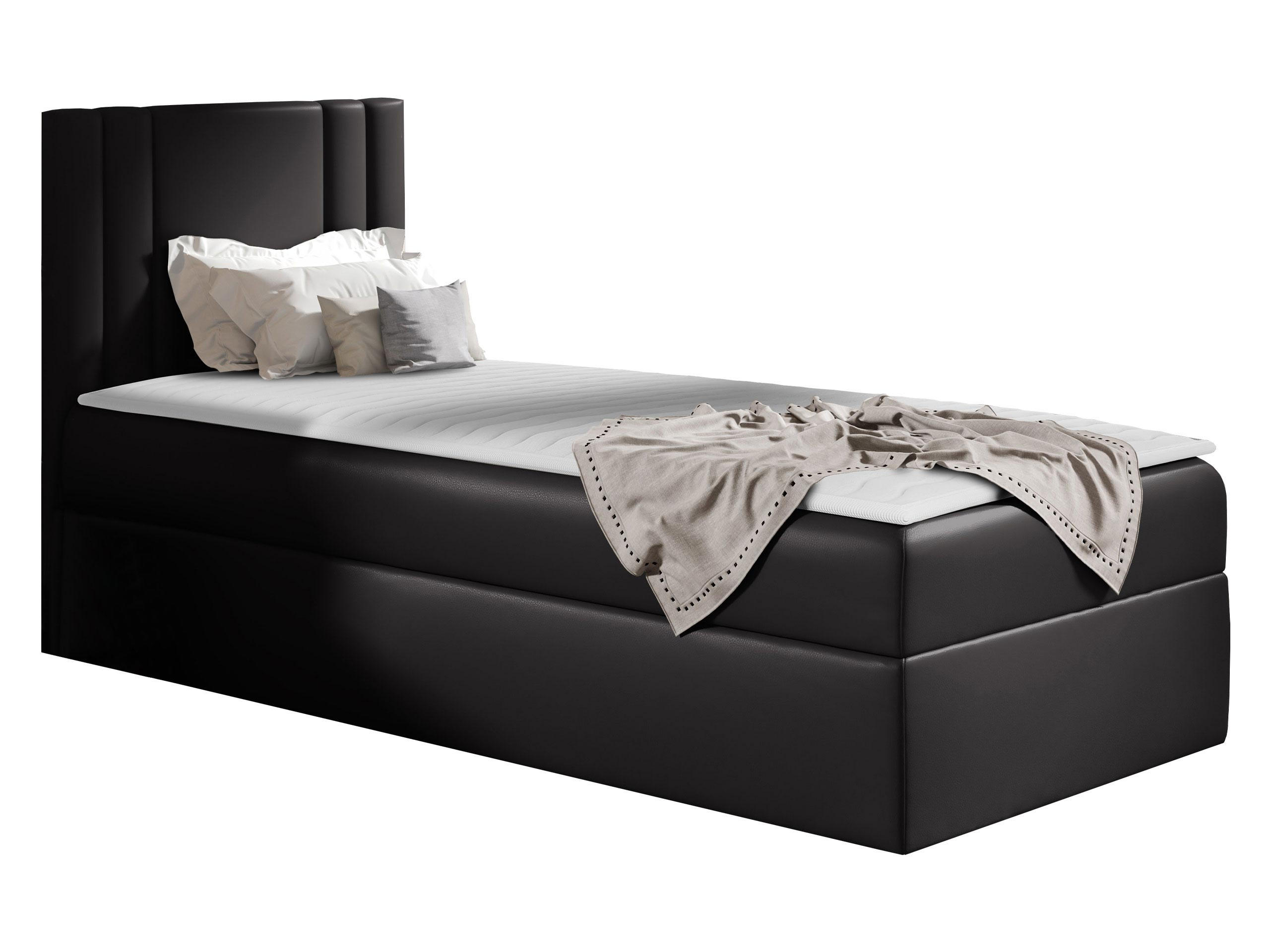BOXBETT Carmen Mini, Seite zum Öffnen des Bettkastens: Links - Schwarz, Holz (100/200cm) - MIRJAN24