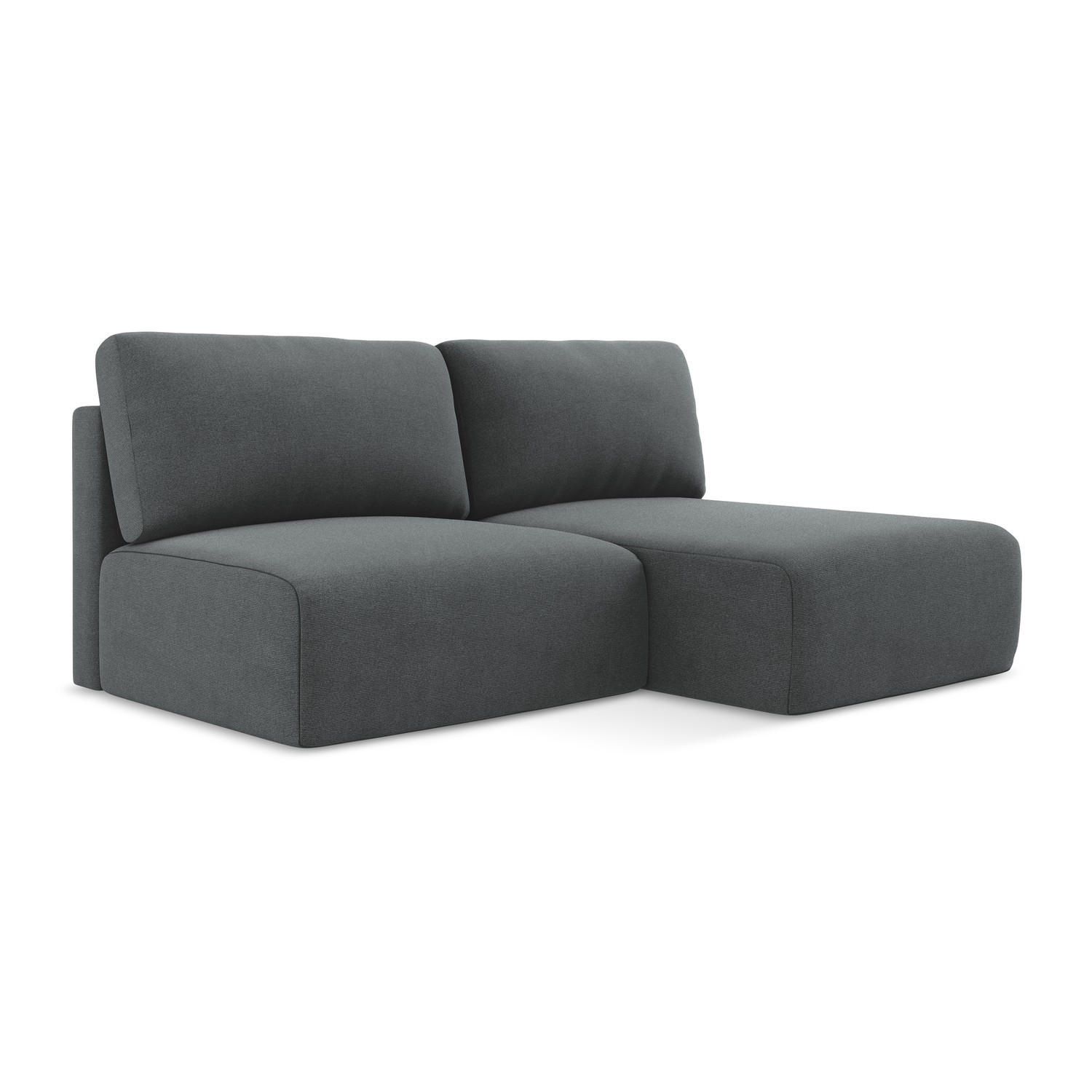 ECKSOFA mit Schlaffunktion rechts Strukturstoff Stoff Grau - Schwarz/Grau, Kunststoff/Textil (210/149cm) - LaMiaSofa