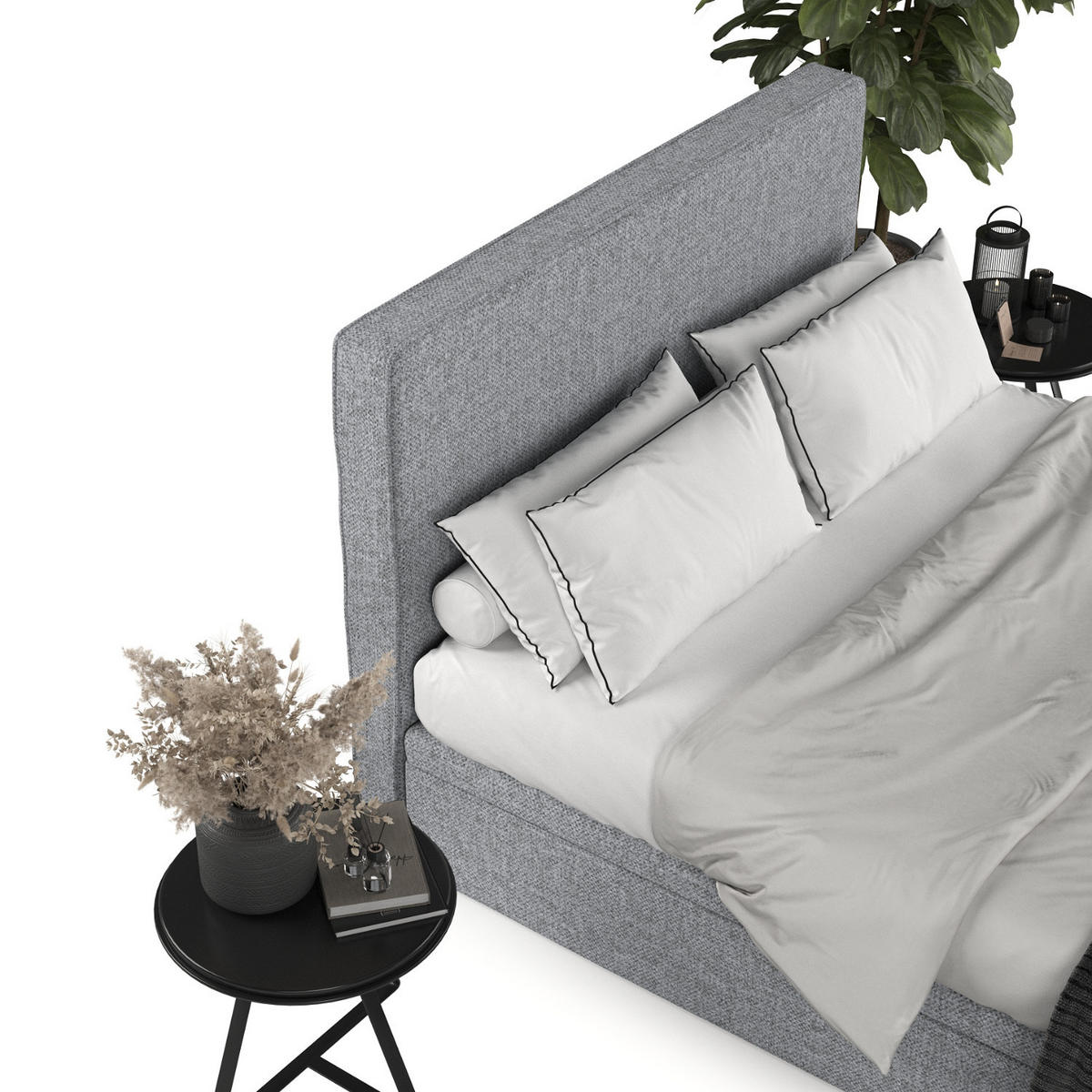 POLSTERBETT Hush mit Stauraum 200/200 cm Grau im Alta Stoff - Schwarz/Grau, Holz/Holzwerkstoff (200/200cm) - AltaBeds