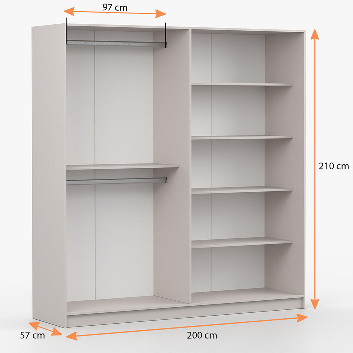 DREHTÜRENSCHRANK ROSA 4D 200/210/57 cm 4-türig Kaschmir - Kaschmir/Goldfarben, Holzwerkstoff/Metall (200/210/57cm) - imoebel24