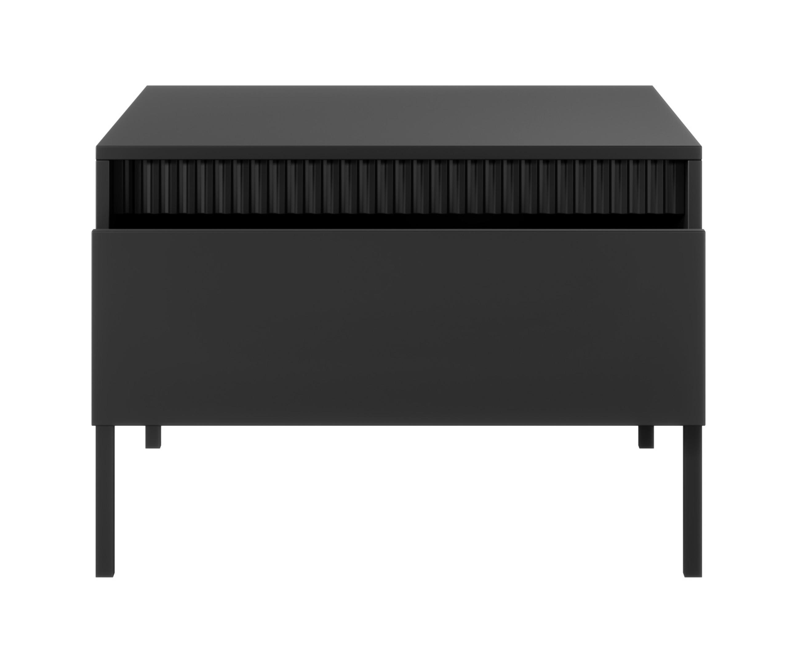 COUCHTISCH Trentinis 1S Schwarz 68/48,4/68 cm – Geriffelten Fronten - Schwarz, Holzwerkstoff/Metall (68/68/48.4cm) - AX Living