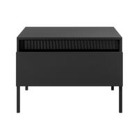 COUCHTISCH Trentinis 1S Schwarz 68/48,4/68 cm – Geriffelten Fronten - Schwarz, Holzwerkstoff/Metall (68/68/48.4cm) - AX Living