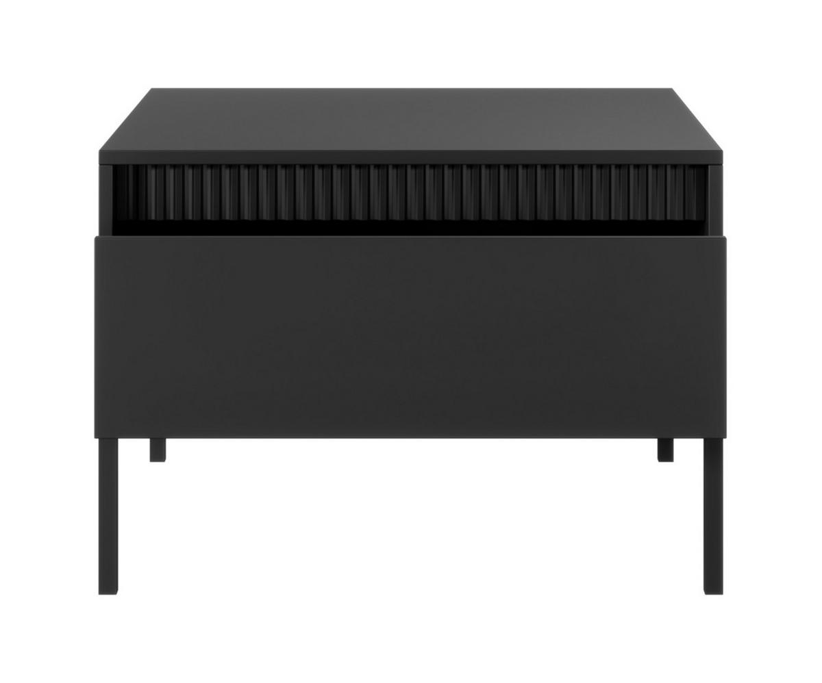 COUCHTISCH Trentinis 1S Schwarz 68/48,4/68 cm – Geriffelten Fronten - Schwarz, Holzwerkstoff/Metall (68/68/48.4cm) - AX Living