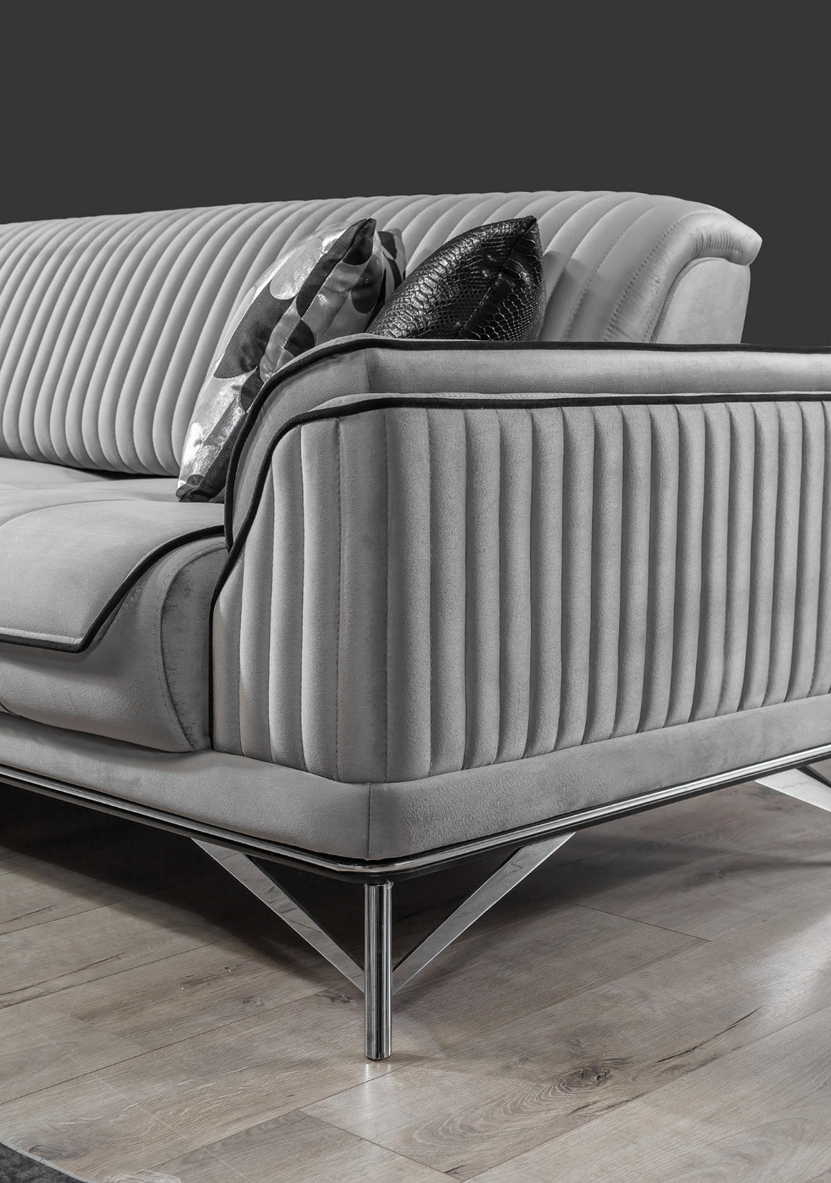 SITZGARNITUR Bond Grau Stellvariante:3+3 - Grau, Holz (227/85/100cm) - Villa Möbel