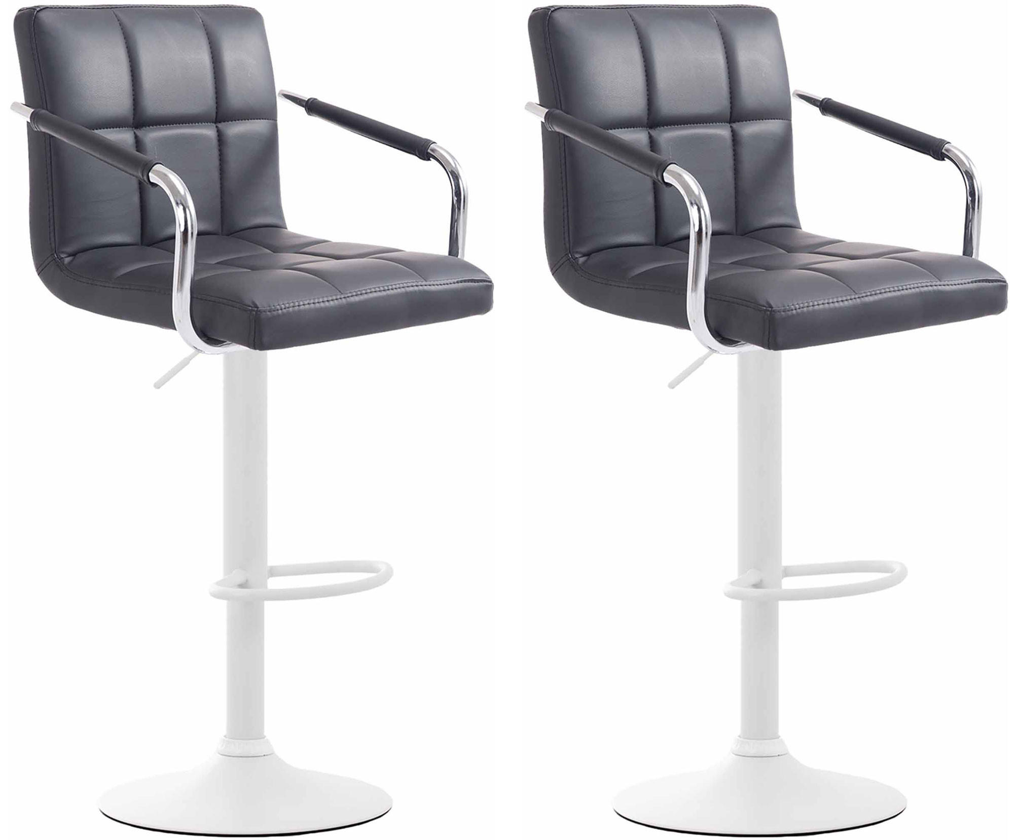 BARHOCKER 2er Set Lederlook Schwarz - Schwarz/Weiß, Textil/Metall (54/91/46cm) - CLP