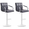 BARHOCKER 2er Set Lederlook Schwarz - Schwarz/Weiß, Textil/Metall (54/91/46cm) - CLP