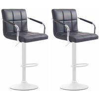 BARHOCKER 2er Set Lederlook Schwarz - Schwarz/Weiß, Textil/Metall (54/91/46cm) - CLP