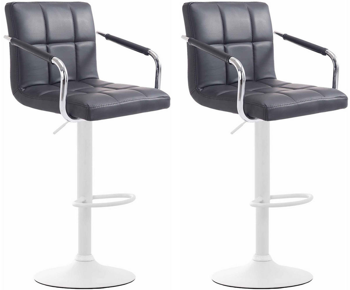 BARHOCKER 2er Set Lederlook Schwarz - Schwarz/Weiß, Textil/Metall (54/91/46cm) - CLP