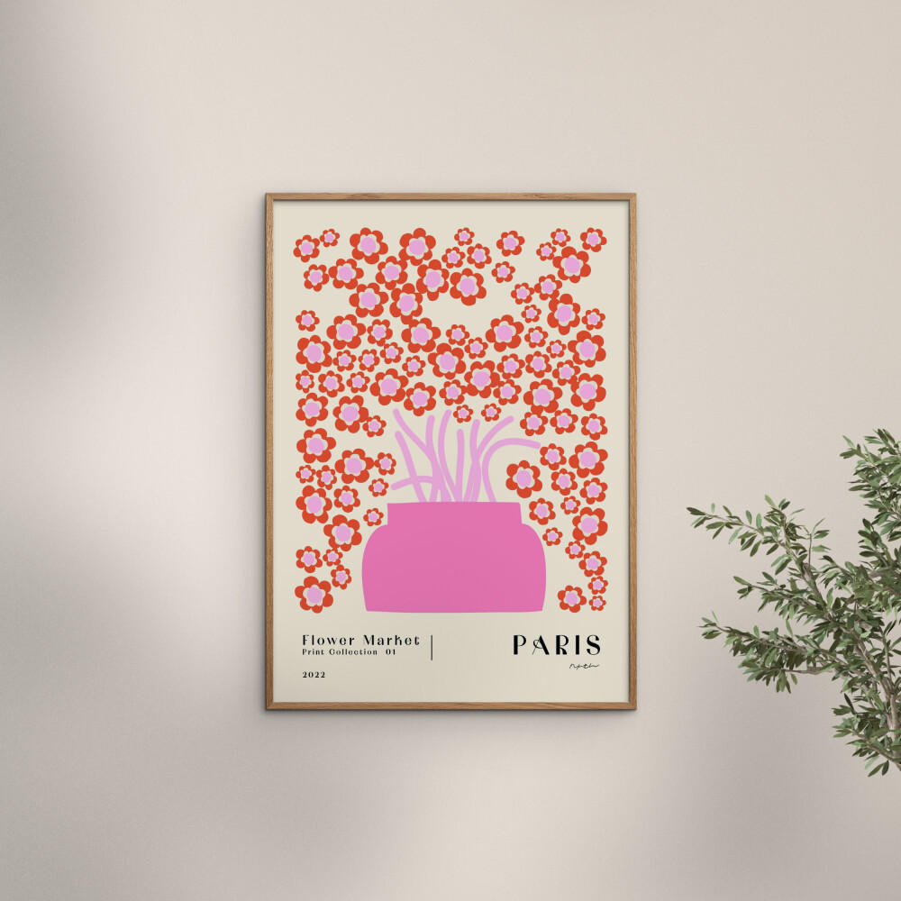 POSTER NKTN - Flower Market Paris - Pink, Papier (50/70/0.1cm) - Poster&Frame