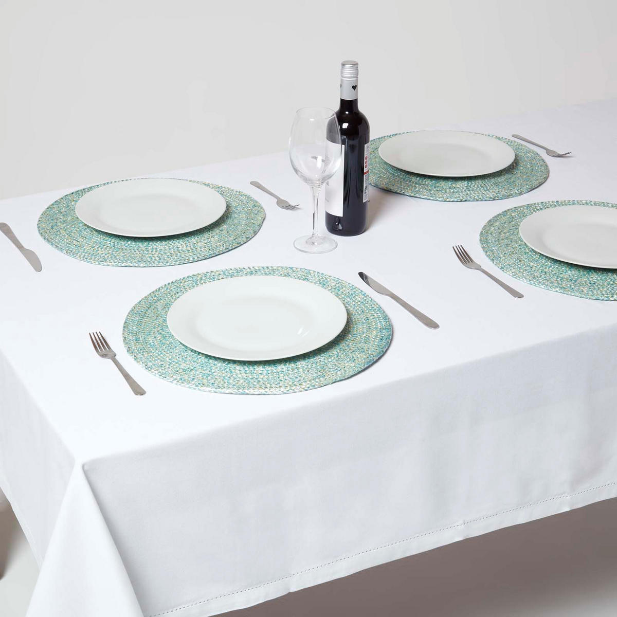 TISCHSET grün im 4er-Set, Platzsets rund geflochten, 40 cm - Grün, Textil (40/40cm) - Homescapes