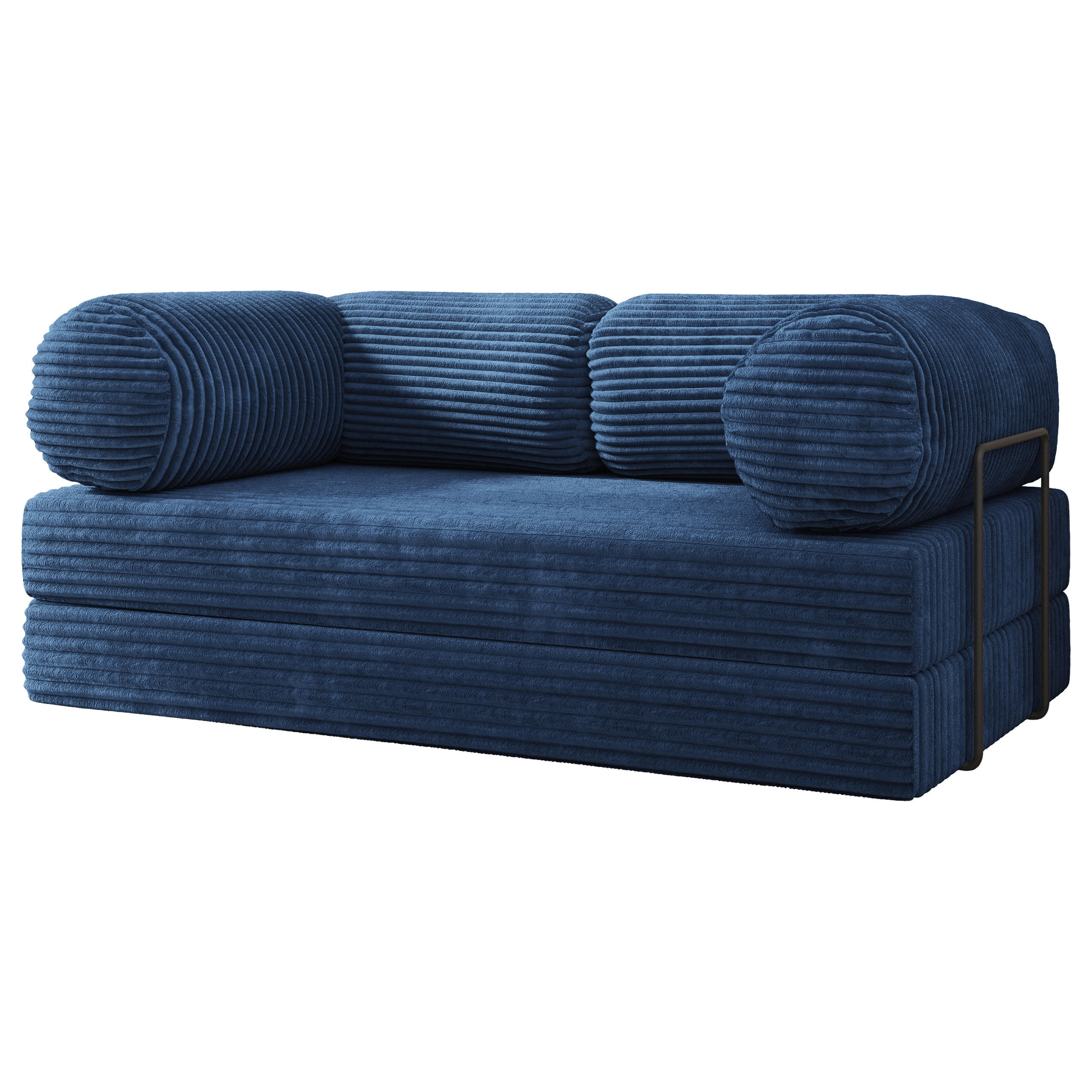 BETTSOFA ALVIO aus Schaumstoff Kordstoff Blau Schlaffunktion - Blau, Textil (170/68/80cm) - MASSENO