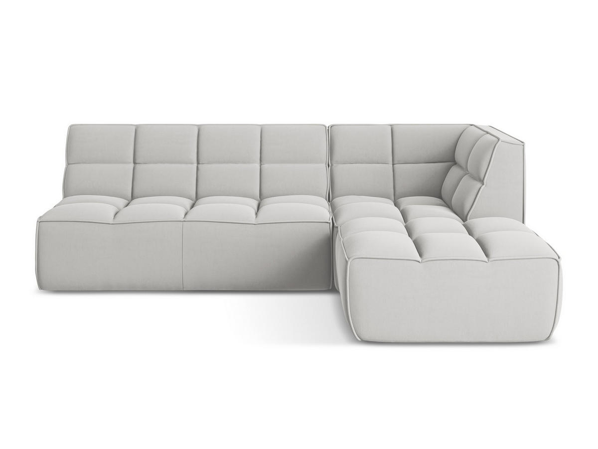 ECKSOFA Beidseitig Samt Stoff Grau - Silberfarben/Schwarz, Kunststoff/Textil (258/178cm) - Makamii