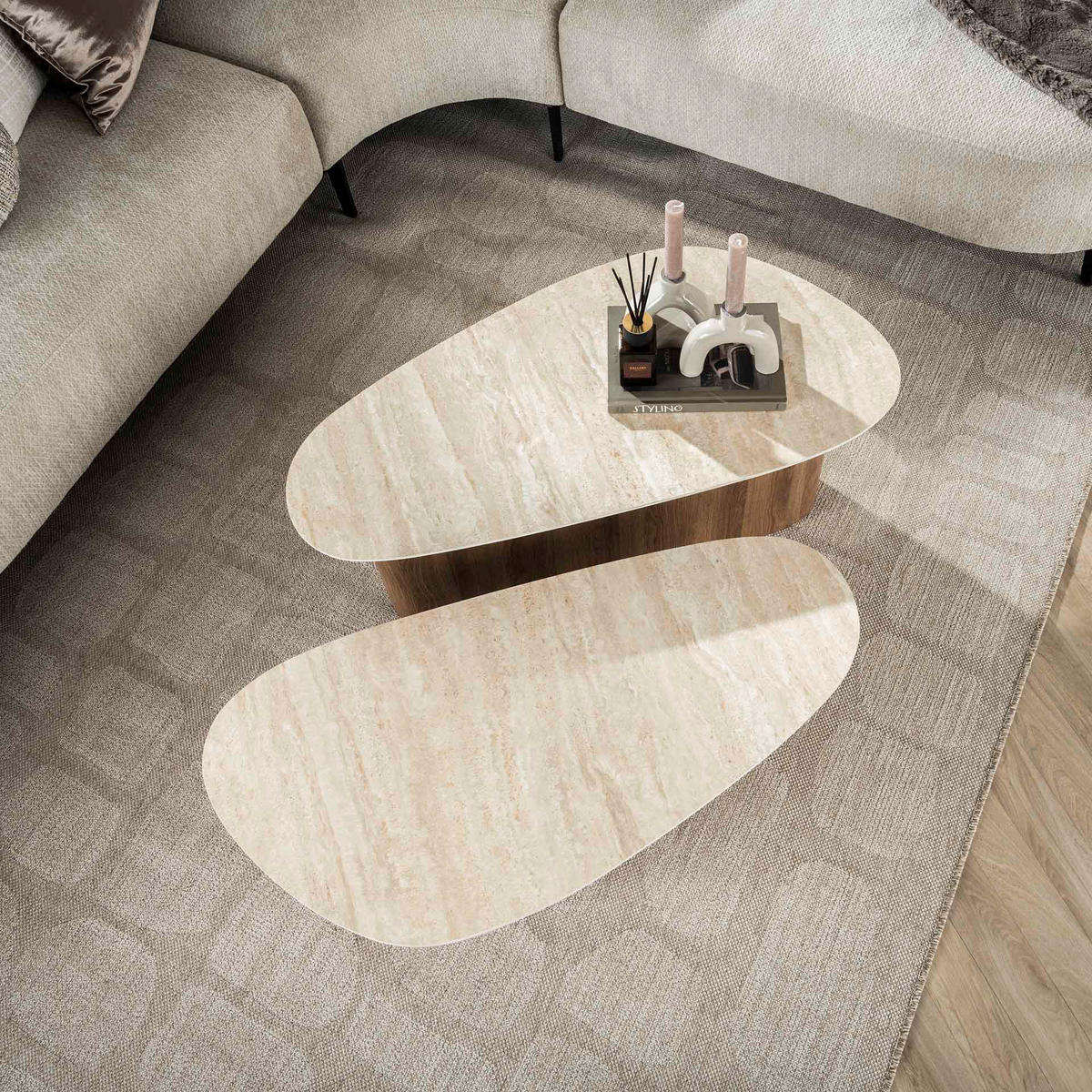 COUCHTISCH Romano Braun 43/90/40 cm 2er-Set - Beige, Holz (43/90/40cm) - Hoyz Collection