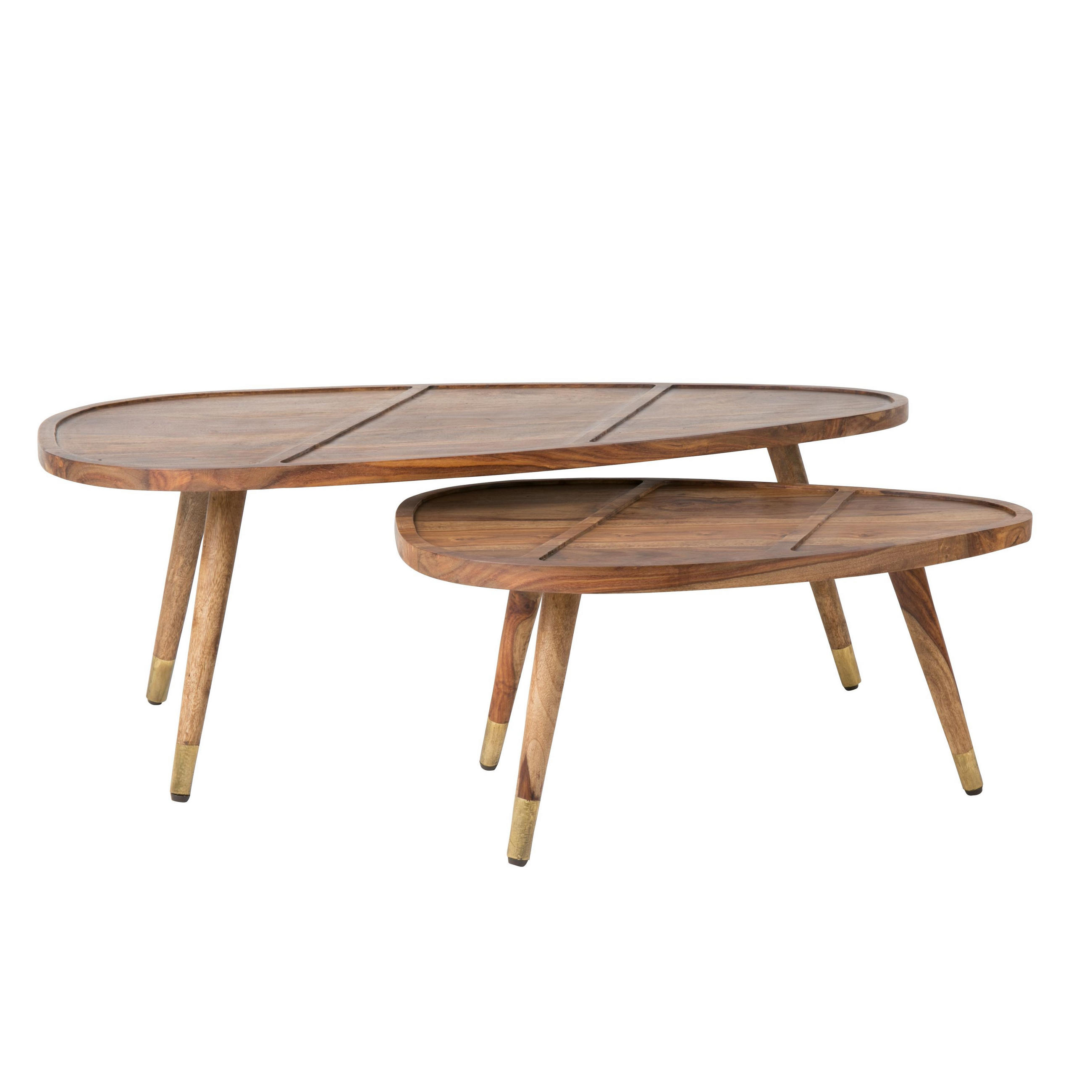 COUCHTISCH Sham Organische Form 2er-Set - Braun, Holz (110/60/40cm) - Dutchbone