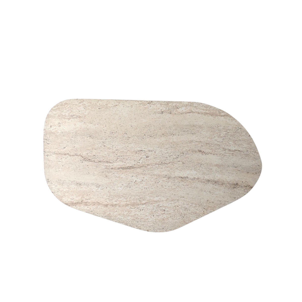 KONFERENČNÍ stolek s organicky tvarovanou deskou a širokými nohami, délka 100 cm - ROCK - barva dubu/světle hnědá, kompozitní dřevo (100/60/35cm) - Calicosy