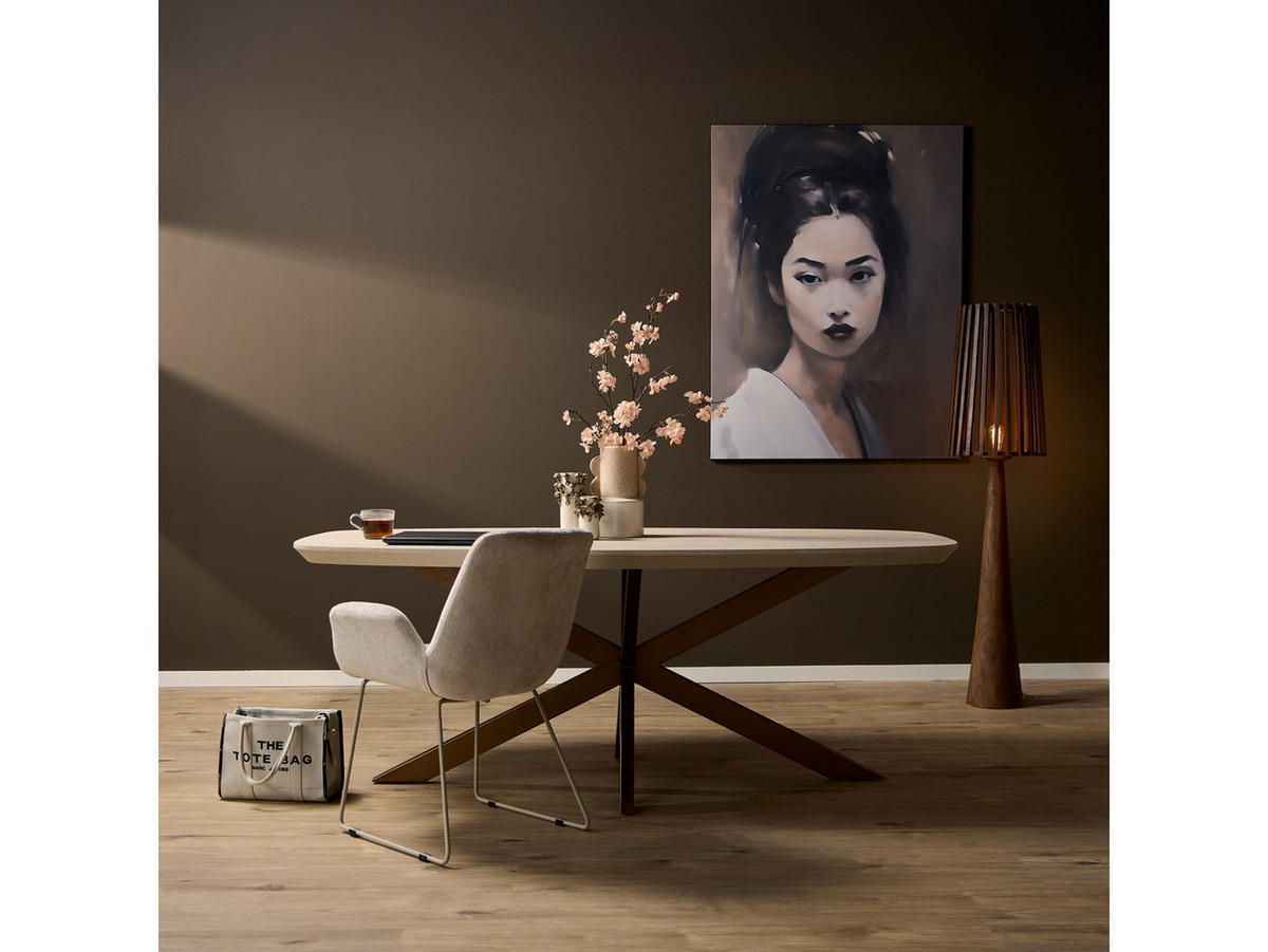 ESSTISCH Dimora Sand | Dänisches Oval 160 cm X 90 cm Sand - Sandfarben, Holz (90/160/76cm) - Villa Möbel