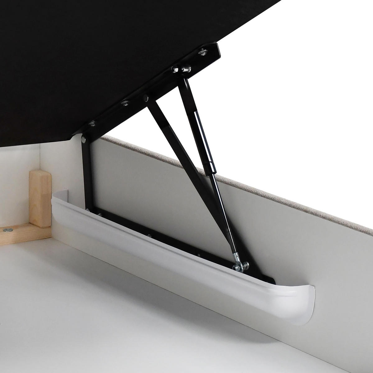 POLSTERBETT Lami 90x200, Einzelbett mit Bettkasten und Taschenfedernmatratze 20 cm, Hellgrau - Hellgrau/Schwarz, Textil/Metall (90/200cm) - Beautysofa