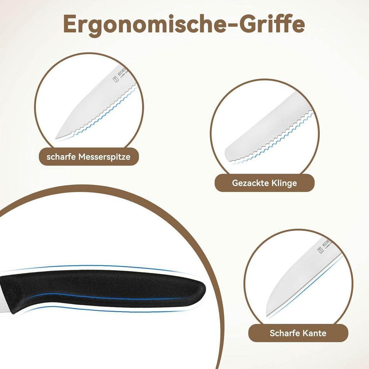 KÜCHENMESSER Set 6-teilig Schwarz - Schwarz, Metall (22.5cm)