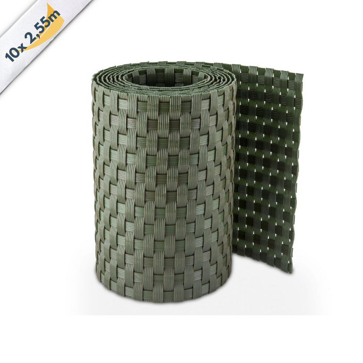 SICHTSCHUTZSTREIFEN Rattan für Doppelstabmatten UV-beständig Grün 10x 2,55m - Grün, Kunststoff (2550/19cm) - ZAUN|ZU