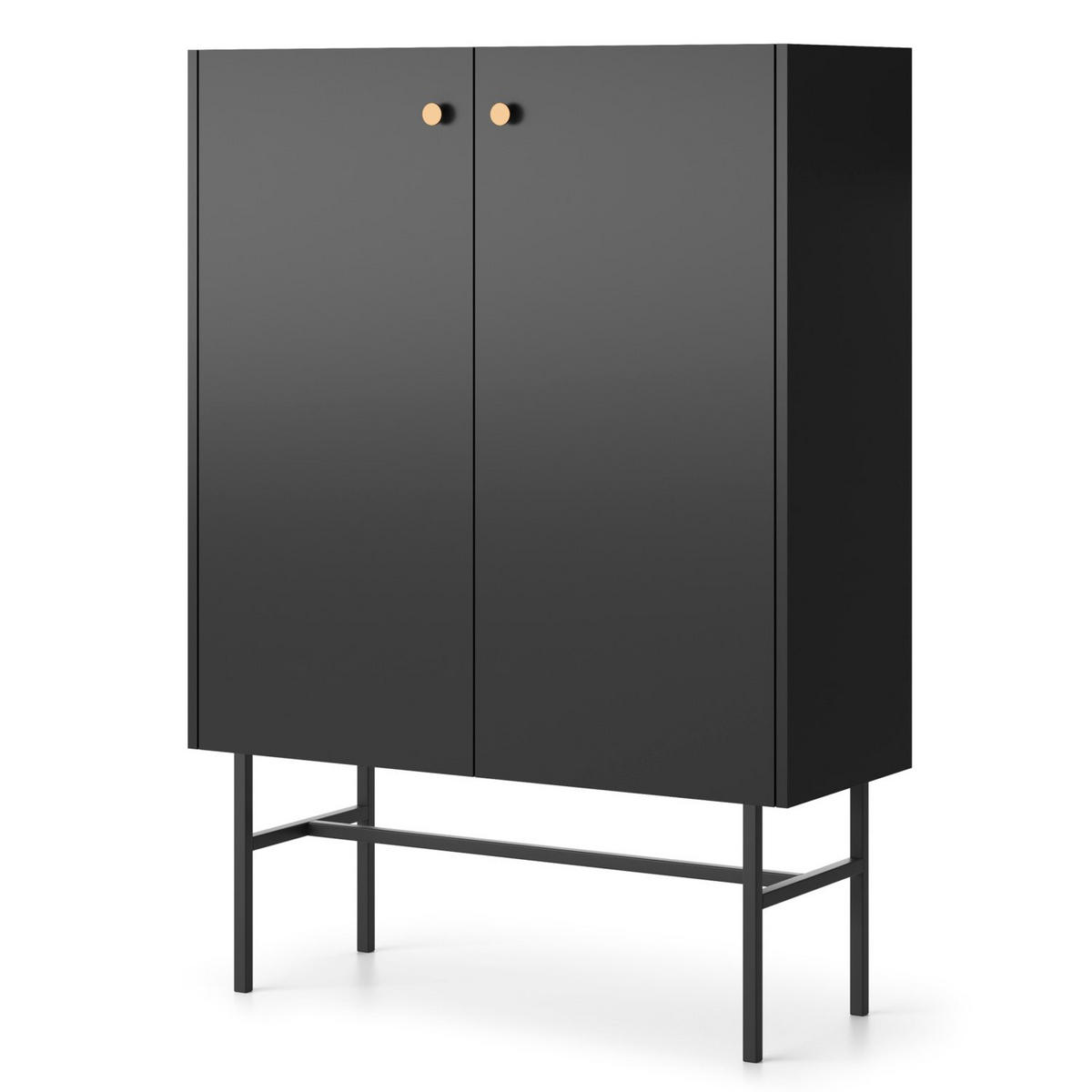 HIGHBOARD Divenos Schwarz 93 cm - Goldfarben/Schwarz, Holzwerkstoff/Metall (93.2/131.7/39cm) - Selsey
