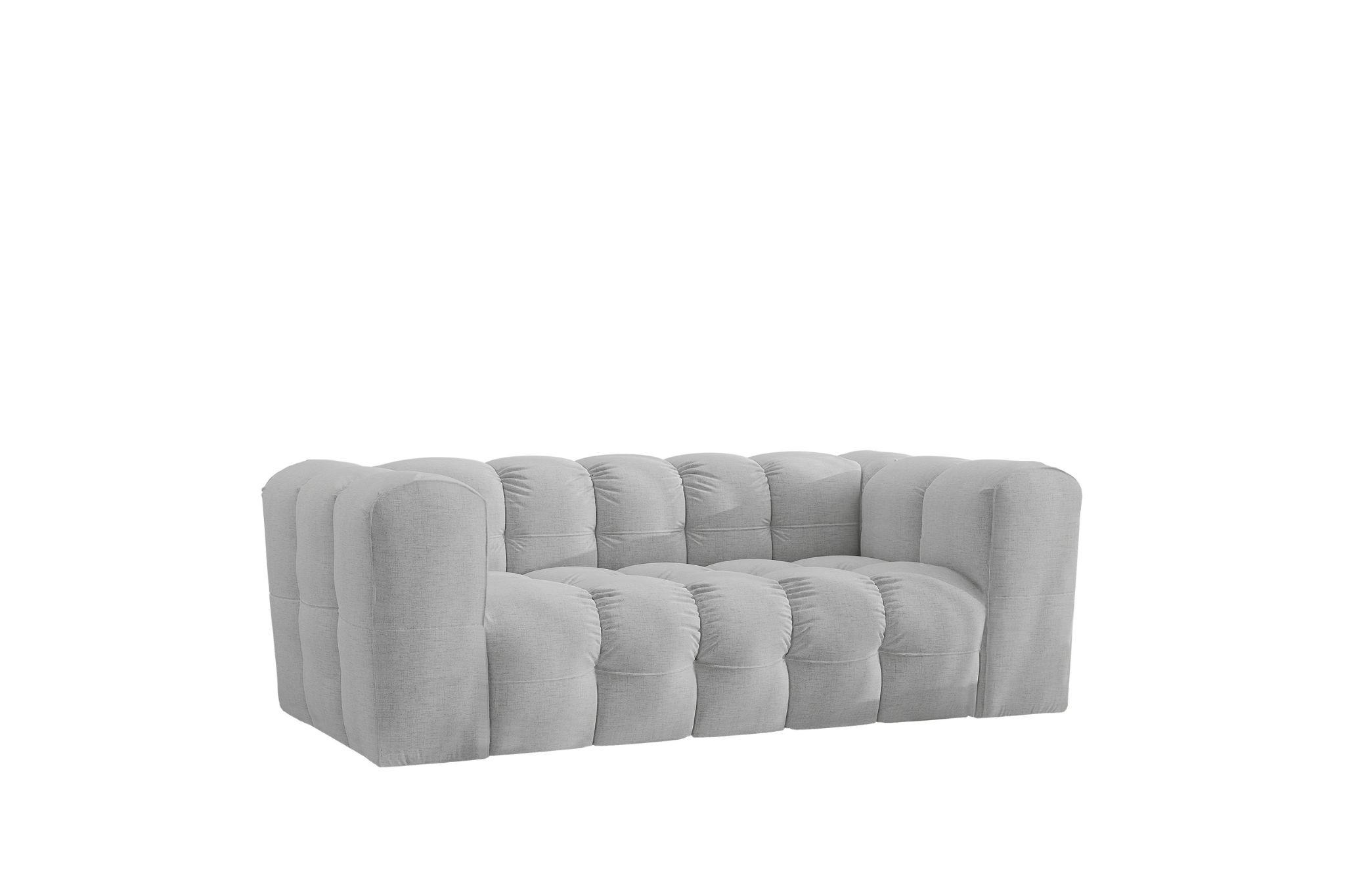 SOFA 2-Sitzer, Komfort, BALOO, Stoff Schenille, Hellgrau - Hellgrau, Holz (196/75/106cm) - Kaiser Möbel