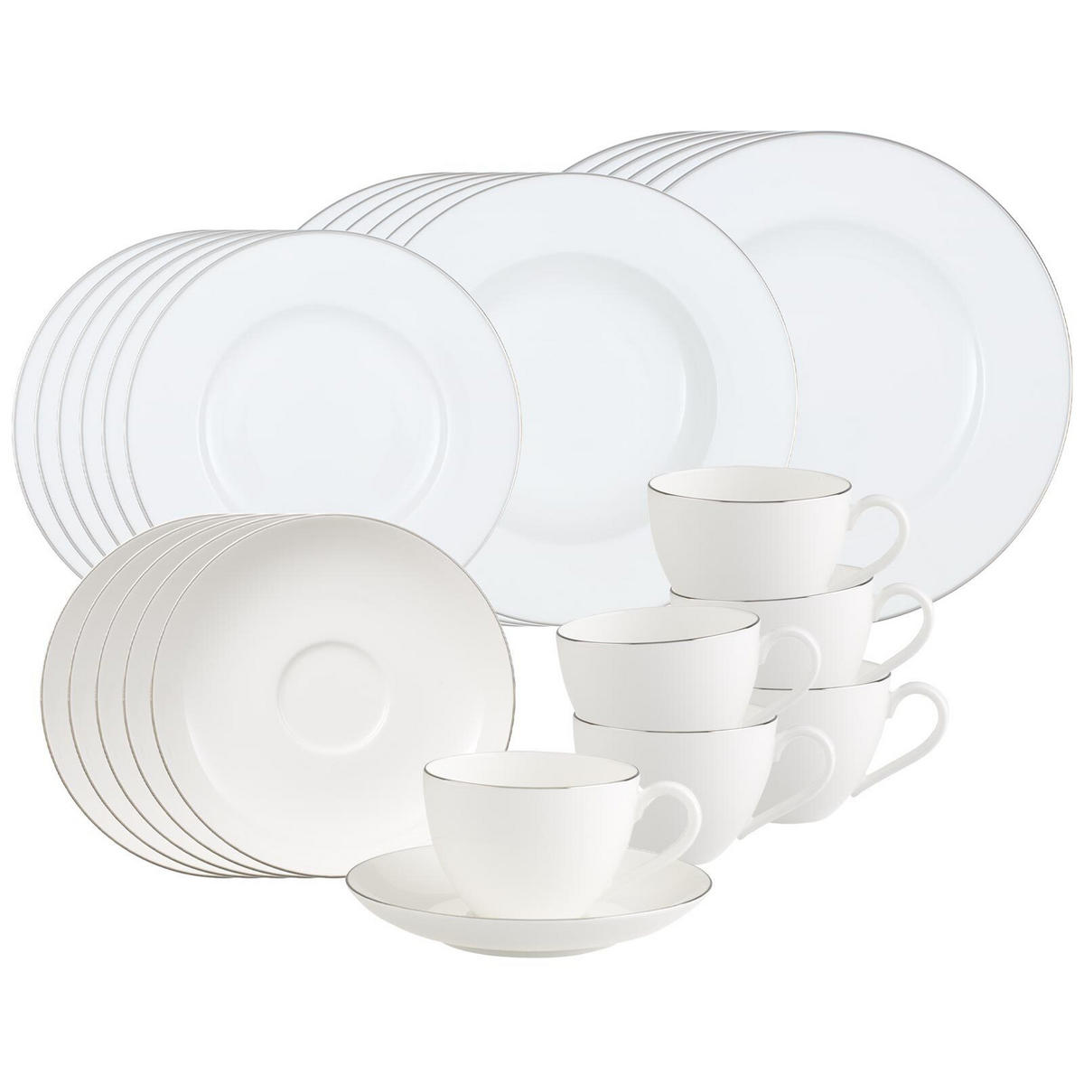 KOMBISERVICE Anmut Platinum No.1 weiß 30er Set - Weiß, Keramik (1/1/1cm) - Villeroy & Boch