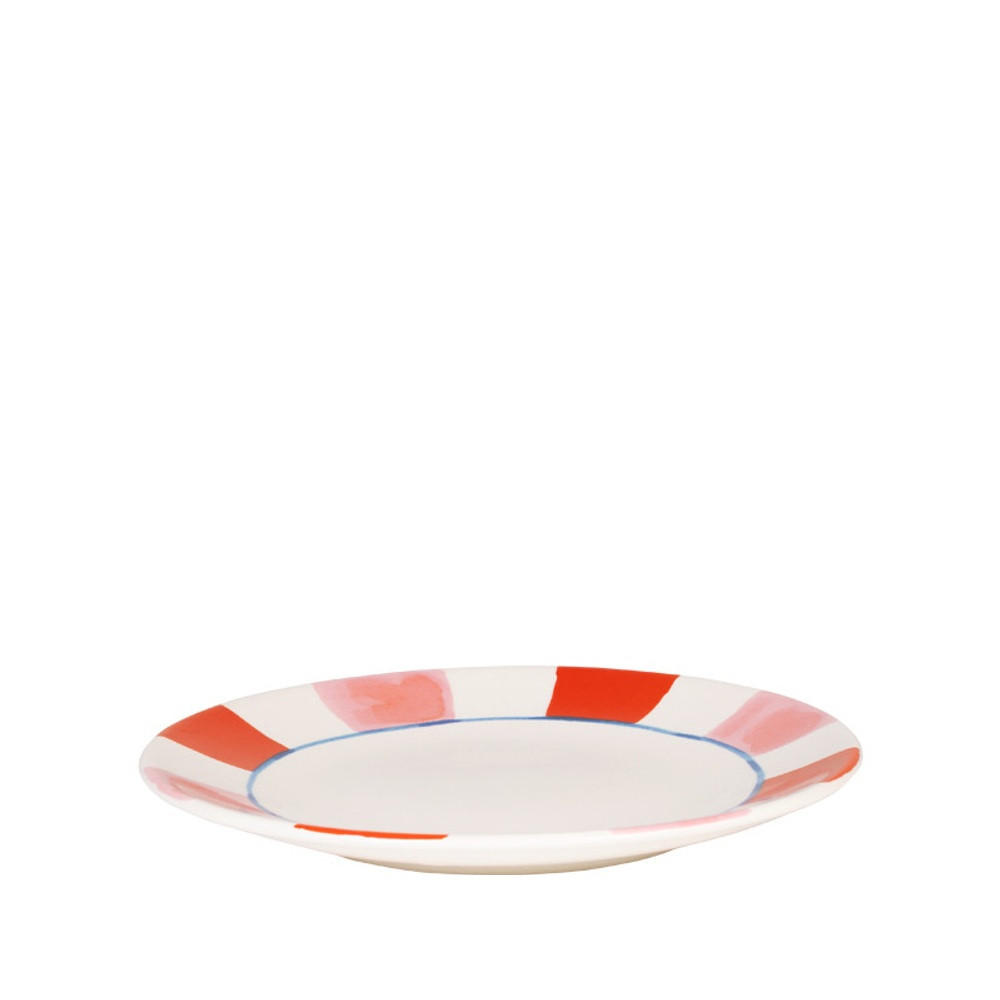 FRÜHSTÜCKSTELLER Streifen PR in Rot - 22cm - Multicolor, Keramik (21.8/21.8/2.5cm) - Blond Amsterdam