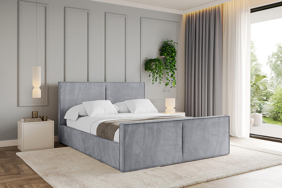 POLSTERBETT mit Bettkasten, Fußteil und Lattenrost, Boxbett mit Matratze H3/H4 - VANTO-Z 140x200 Hellgrau - Hellgrau, Holzwerkstoff/Textil (140/200cm) - ALTDECOR