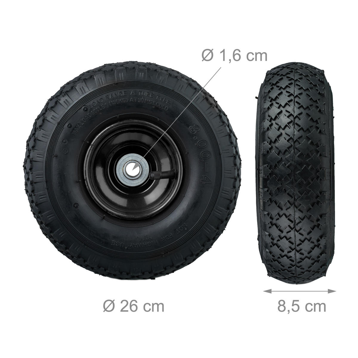 2XSACKKARRENRAD - Anthrazit, Kunststoff/Metall (26/26/8.5cm) - Relaxdays