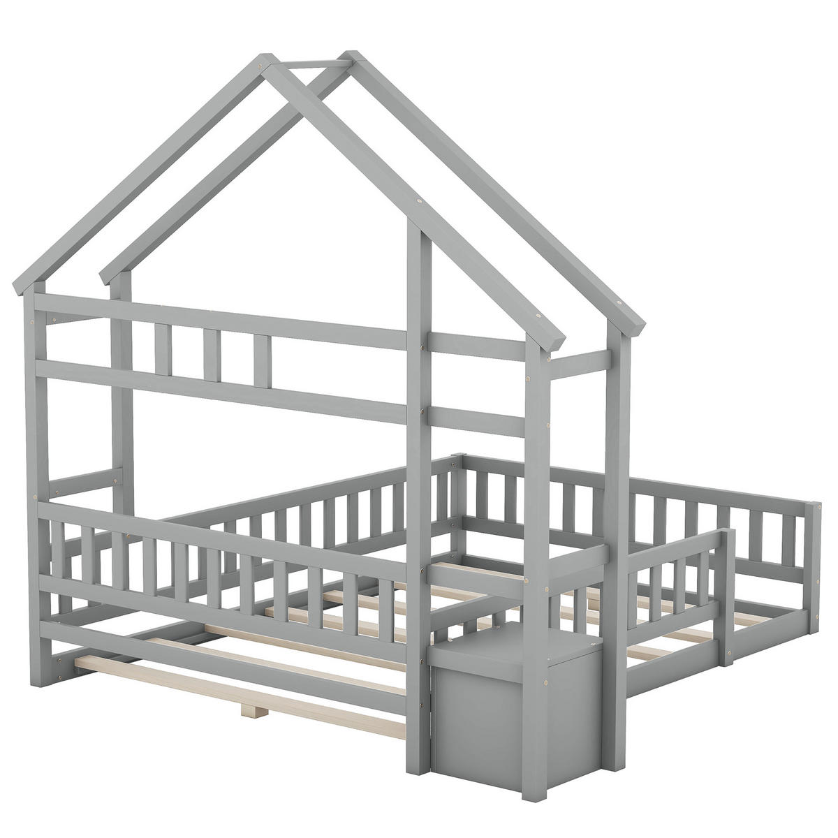 HAUSBETT 140/200cm grau - Grau, Holz - Urban Meuble