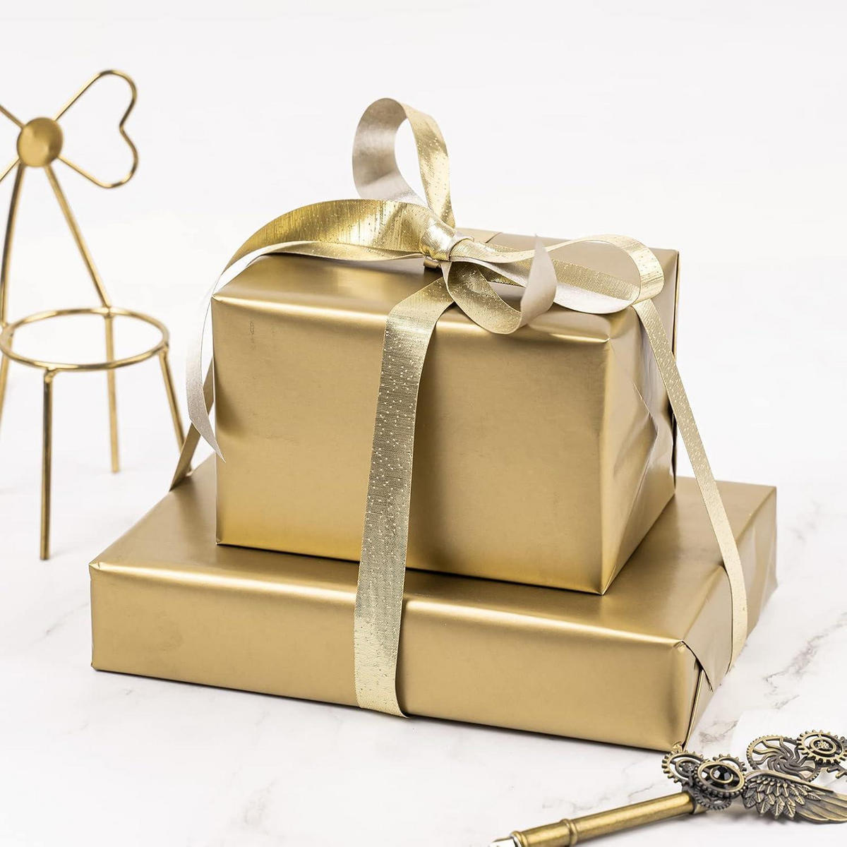 GESCHENKPAPIERROLLE Goldglänzend 44,5 cm x 10 m - Goldfarben, Papier (4/44/4cm)