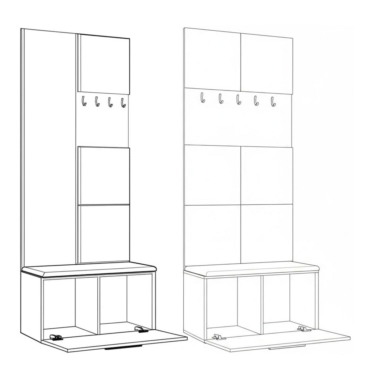 GARDEROBENSCHRANK MODULO 161,2/204/40 cm Modern Garderobe-Set Grau - Schwarz/Grau, Holzwerkstoff (161.2/204/40cm) - MASSENO