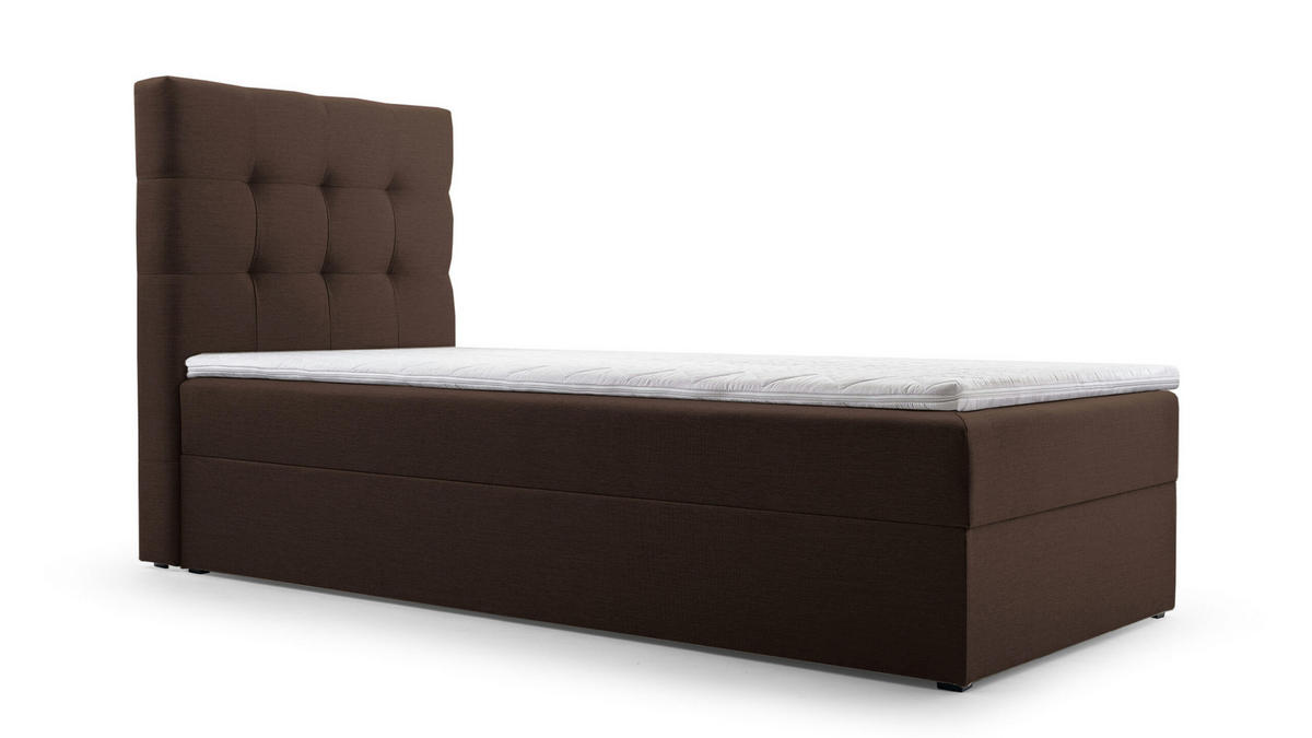 BETT - Boxspringbett 90x200 - 05 Hugo 24 - Braun - Braun, Holz (90/200cm) - Möblo