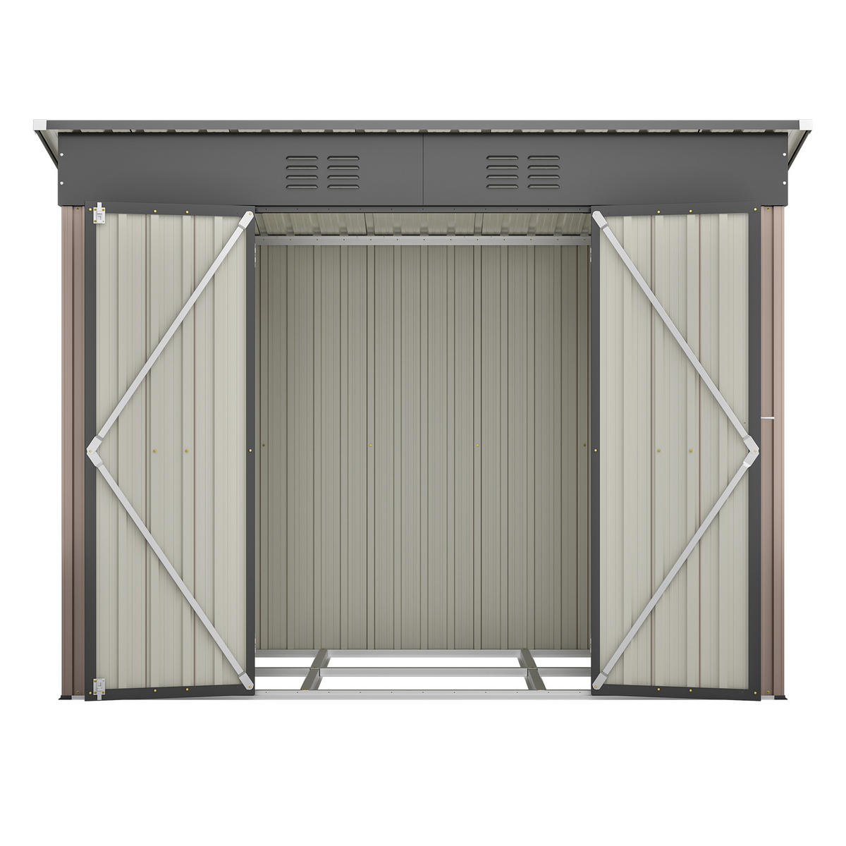GERÄTEHAUS 242/111/182 cm Braun mit abschließbarer Tür und 2 Belüftungsgittern - Braun, Metall (111/182/229cm) - Oxeza