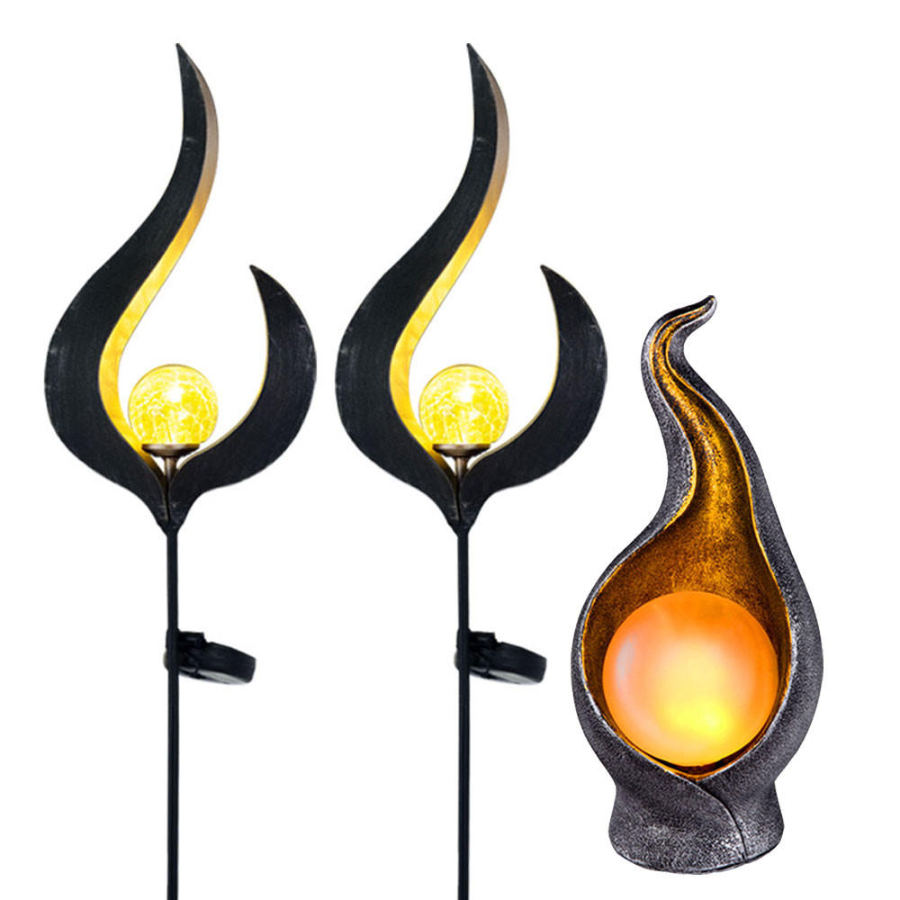 LED AUSSENLEUCHTE Bronze Flammen-Design 3er Set - Bronzefarben, Glas (12/11/26.5cm) - Globo Lighting